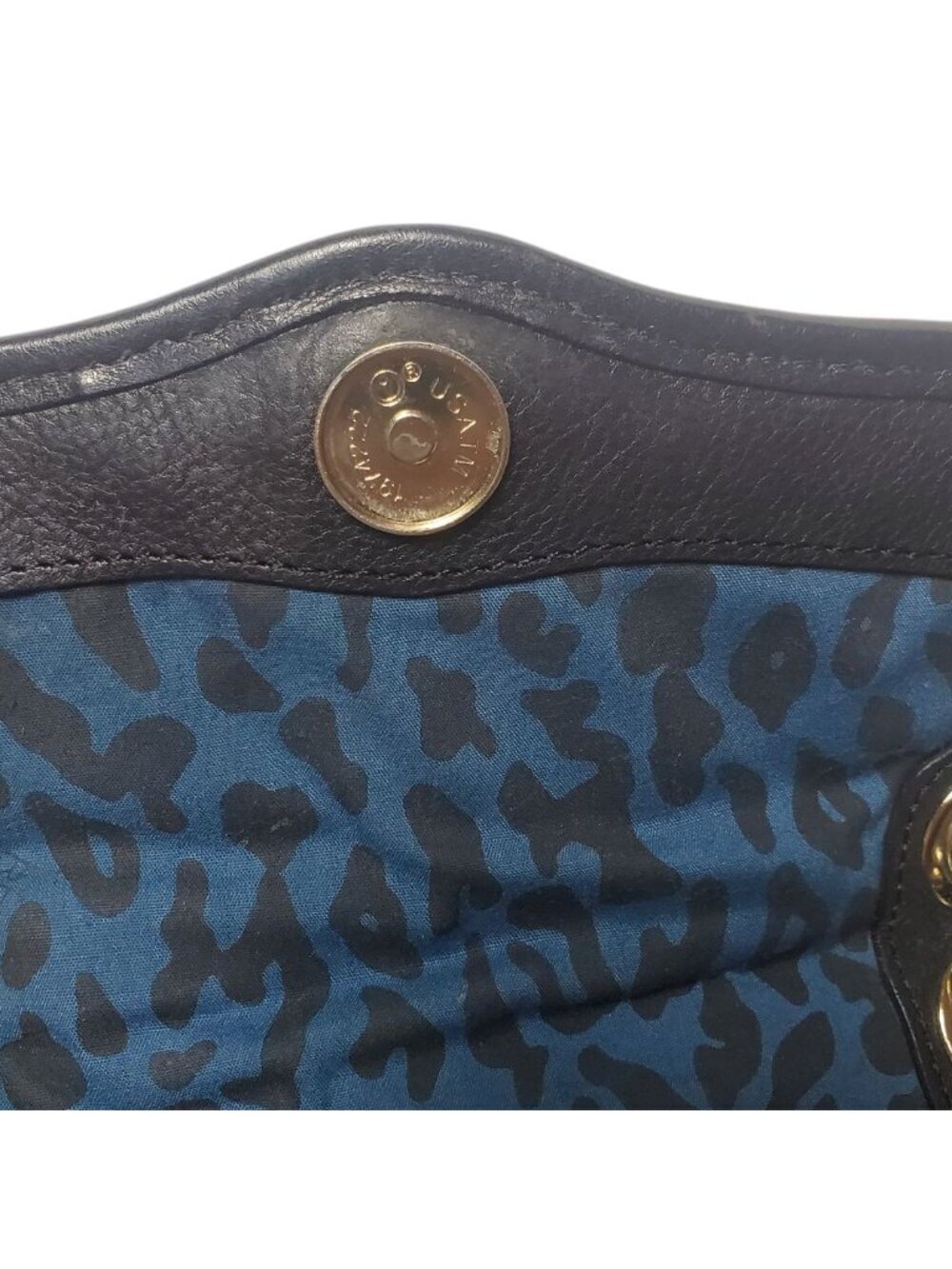 Rebecca Minkoff Quilted Black Leather Crossbody Bag With Gold Chain Strap & Blue - Picture 8 of 16
